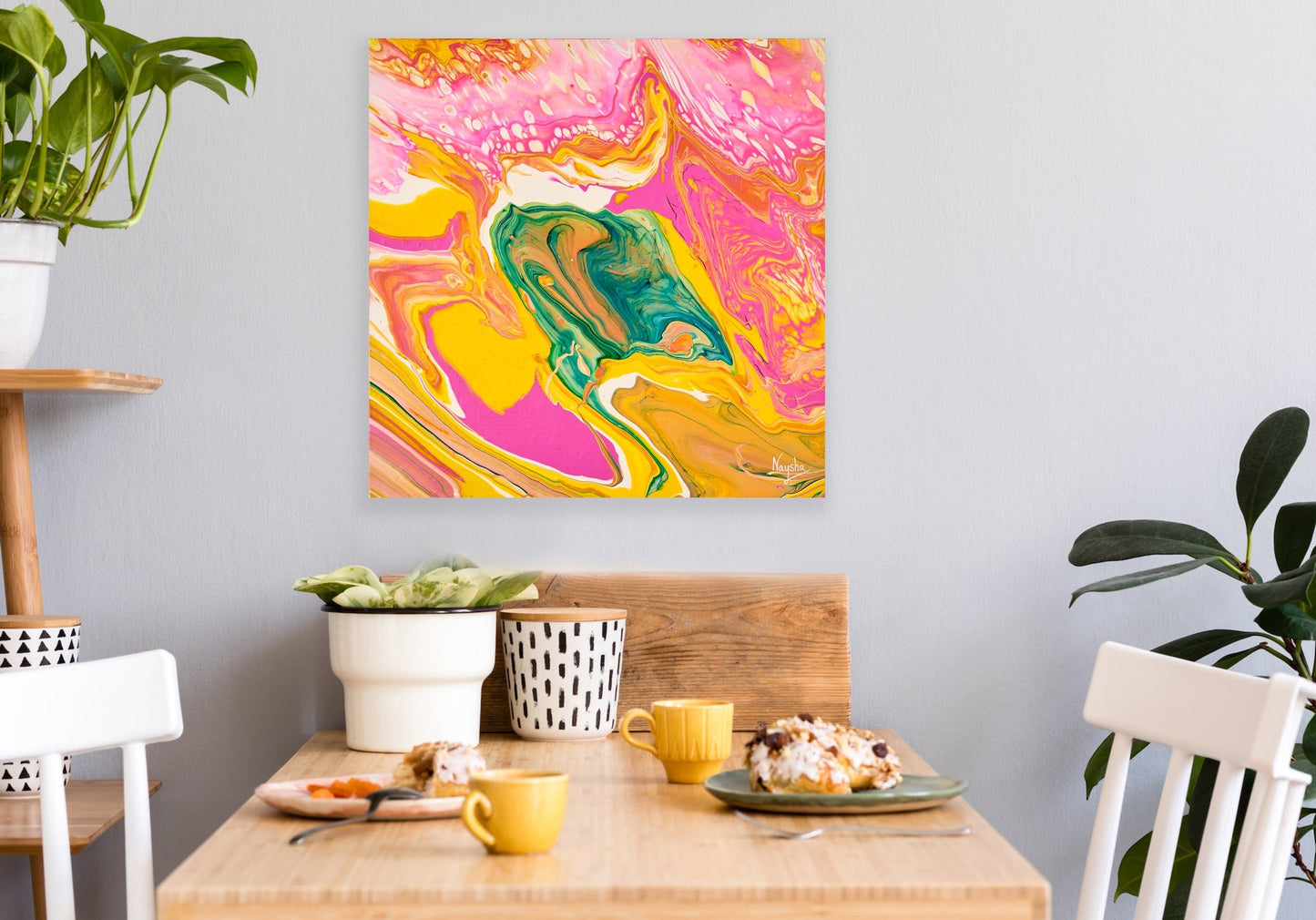 Lite fargerikt maleri. Original kunst til salgs.