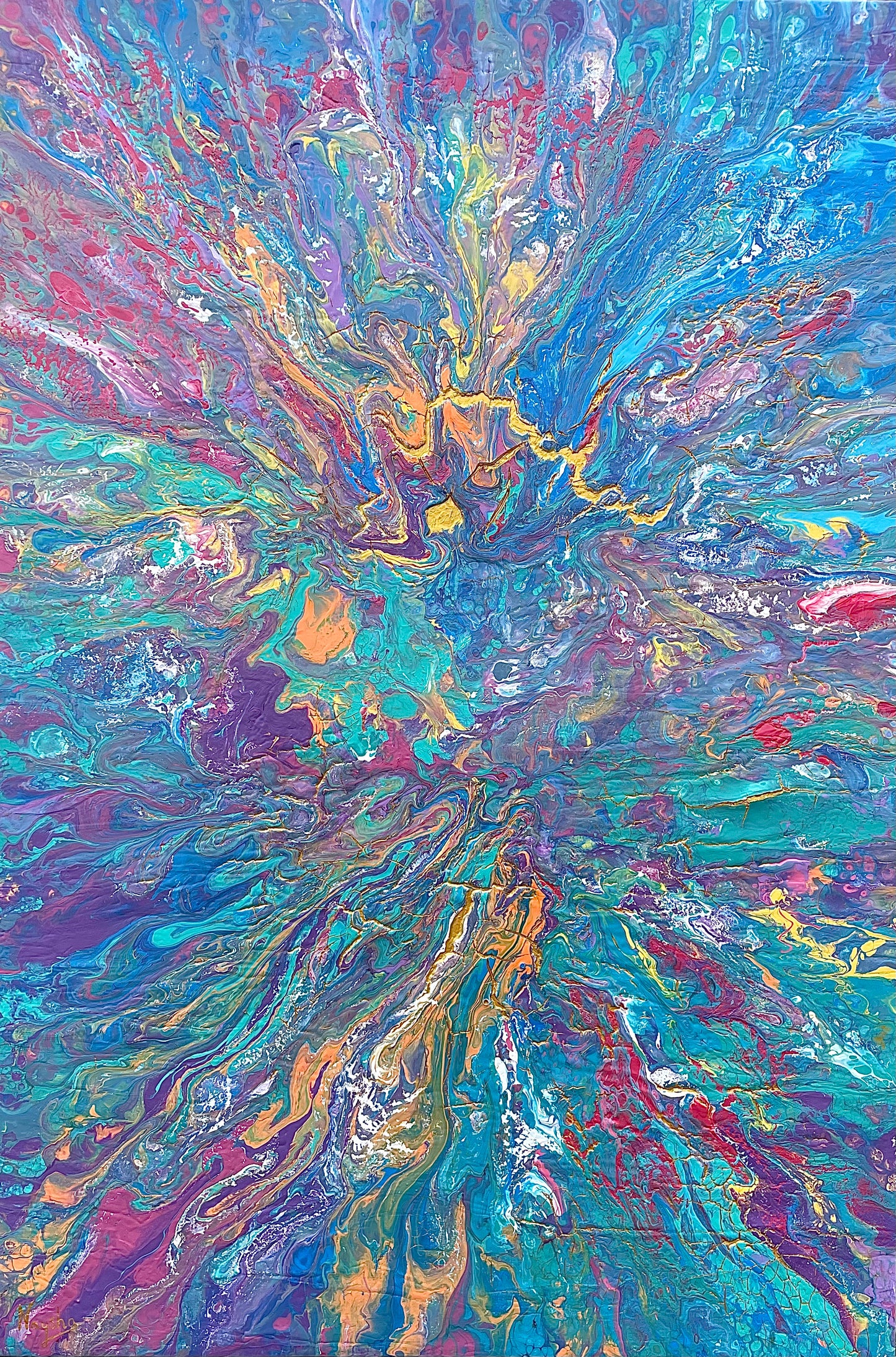 Maleri som gir glede. Fargerik kunst. Fargerikt maleri.