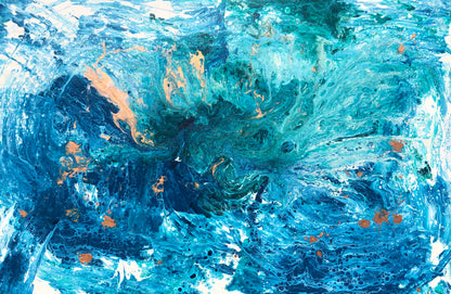 Abstrakt havmaleri. Bilde av naturkrefter. Sterkt Maleri som gir god energi til hjemmet. Spirituell kunst.