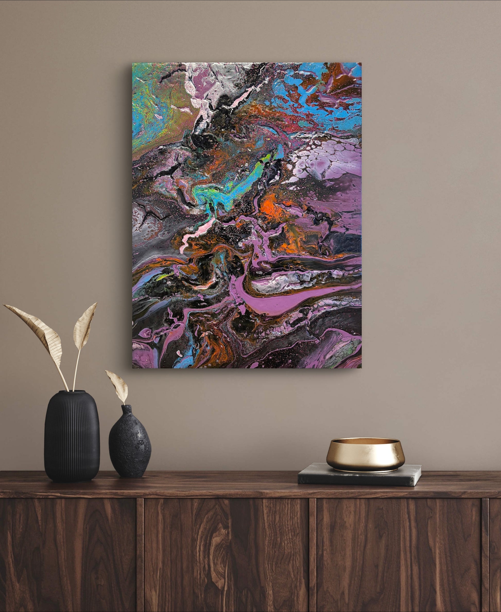 Abstrakt lite fargerikt maleri. Original kunst