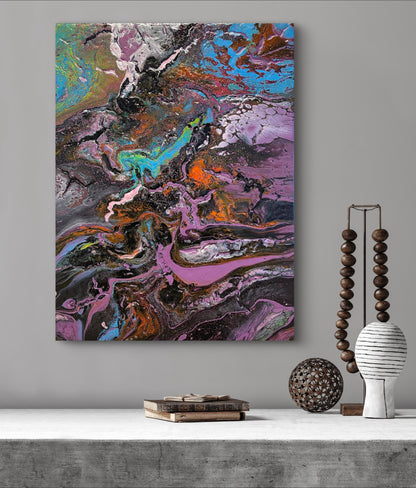 Abstrakt lite fargerikt maleri. Original kunst