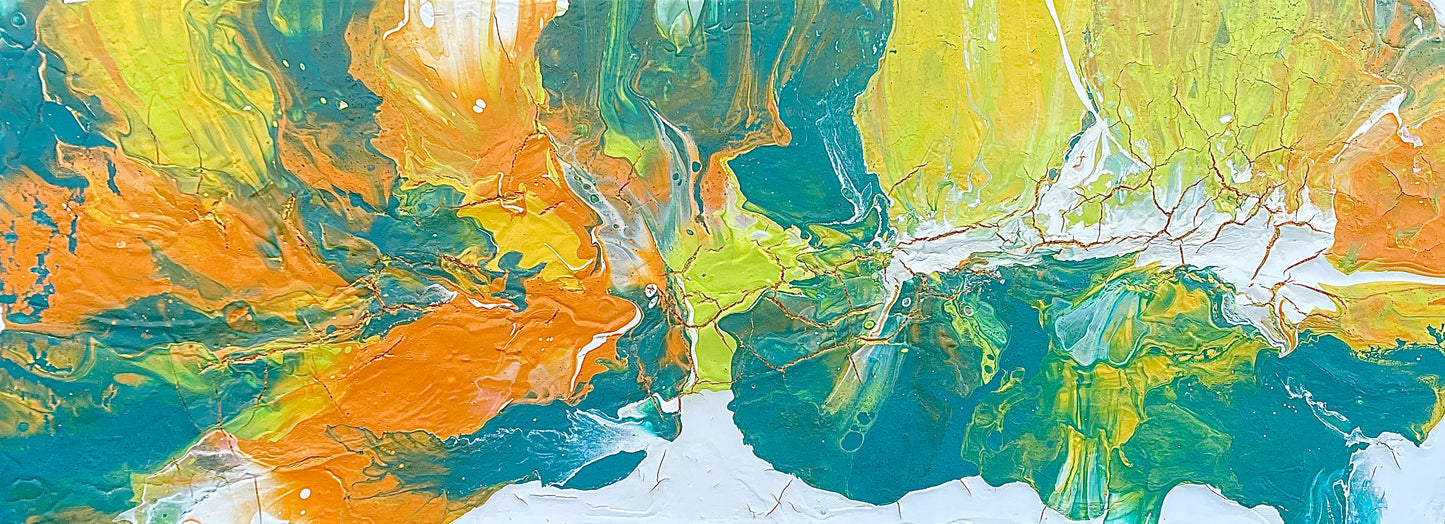 Avlangt maleri liggende fargerikt bilde orginal kunst