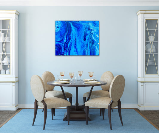 Blått maleri over stuebord