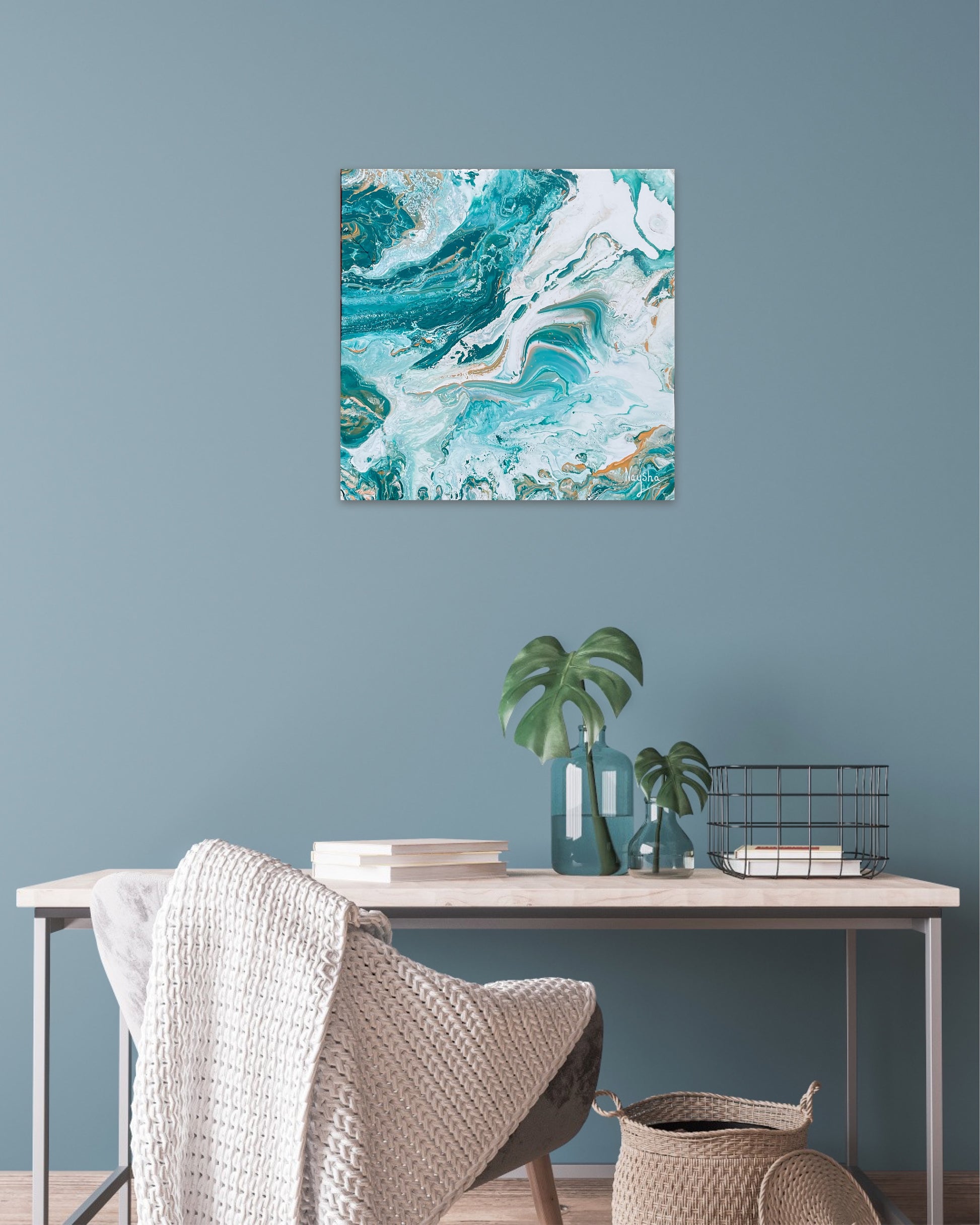 Dypt spirituell kunst. Healing Maleri. Deilige toner av grønn, oransje og hvit. Kunst til salgs - abstrakt maleri