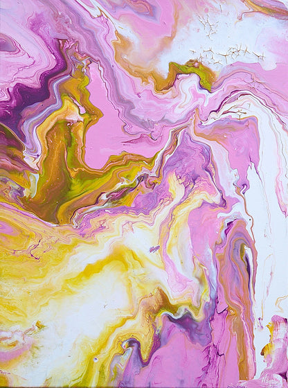 Englemaleri. Englebilde. Maleri med engle energi. Spirituell kunstverk. Healing maleri i vakre rosa og gul toner. 
