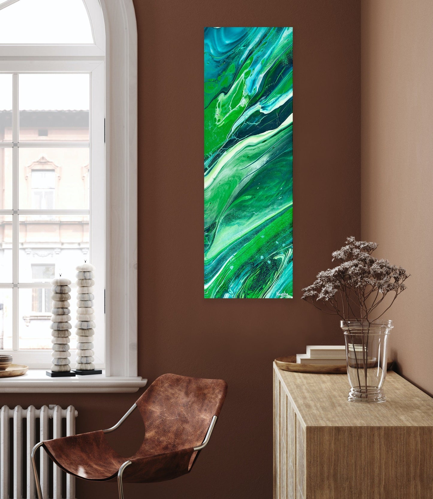 Healing maleri. Spirituell kunst. Avlangt maleri på høykant.