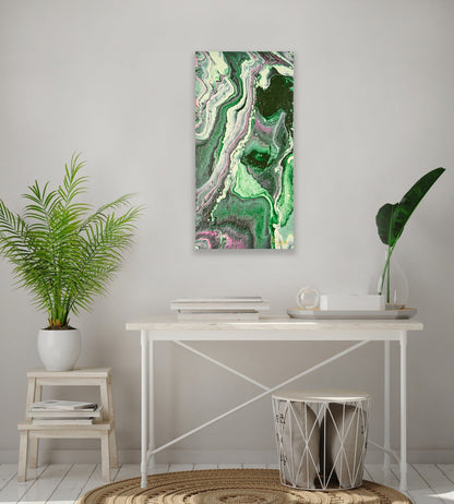 Healing maleri med fe energi. Grønt og rolig bilde. Abstrakt kunstverk.