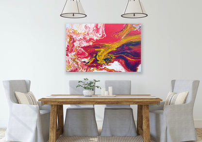 Fargerik kunst til stuen. Stort Fargerikt maleri som man blir glad av.