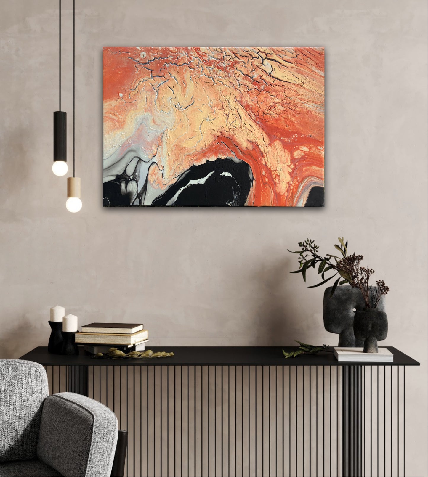 Fargerikt abstrakt maleri. Stilfullt maleri i spennende farger. Original kunst av Naysha