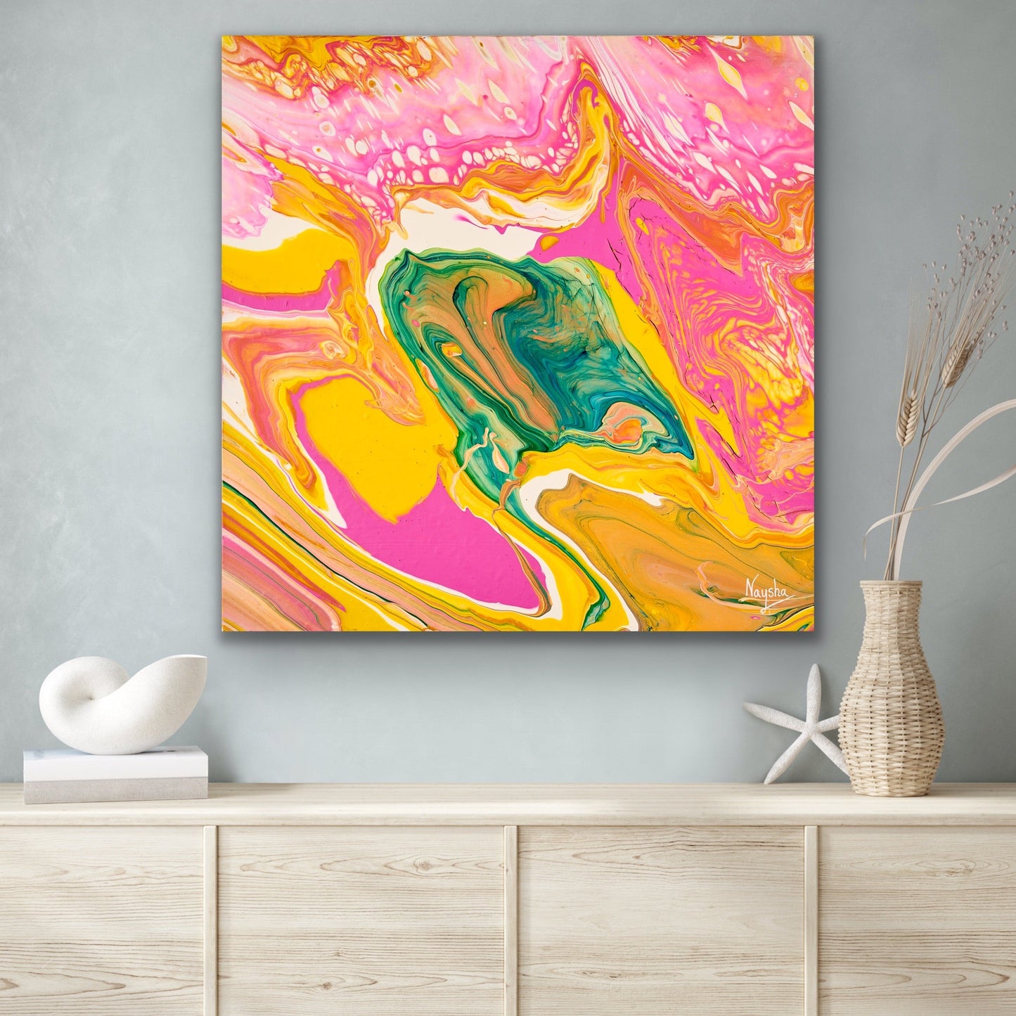 Lite fargerikt maleri. Original kunst til salgs.