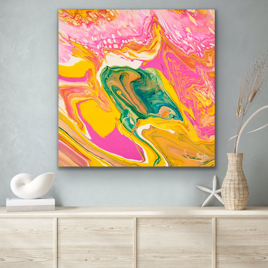 Lite fargerikt maleri. Original kunst til salgs.
