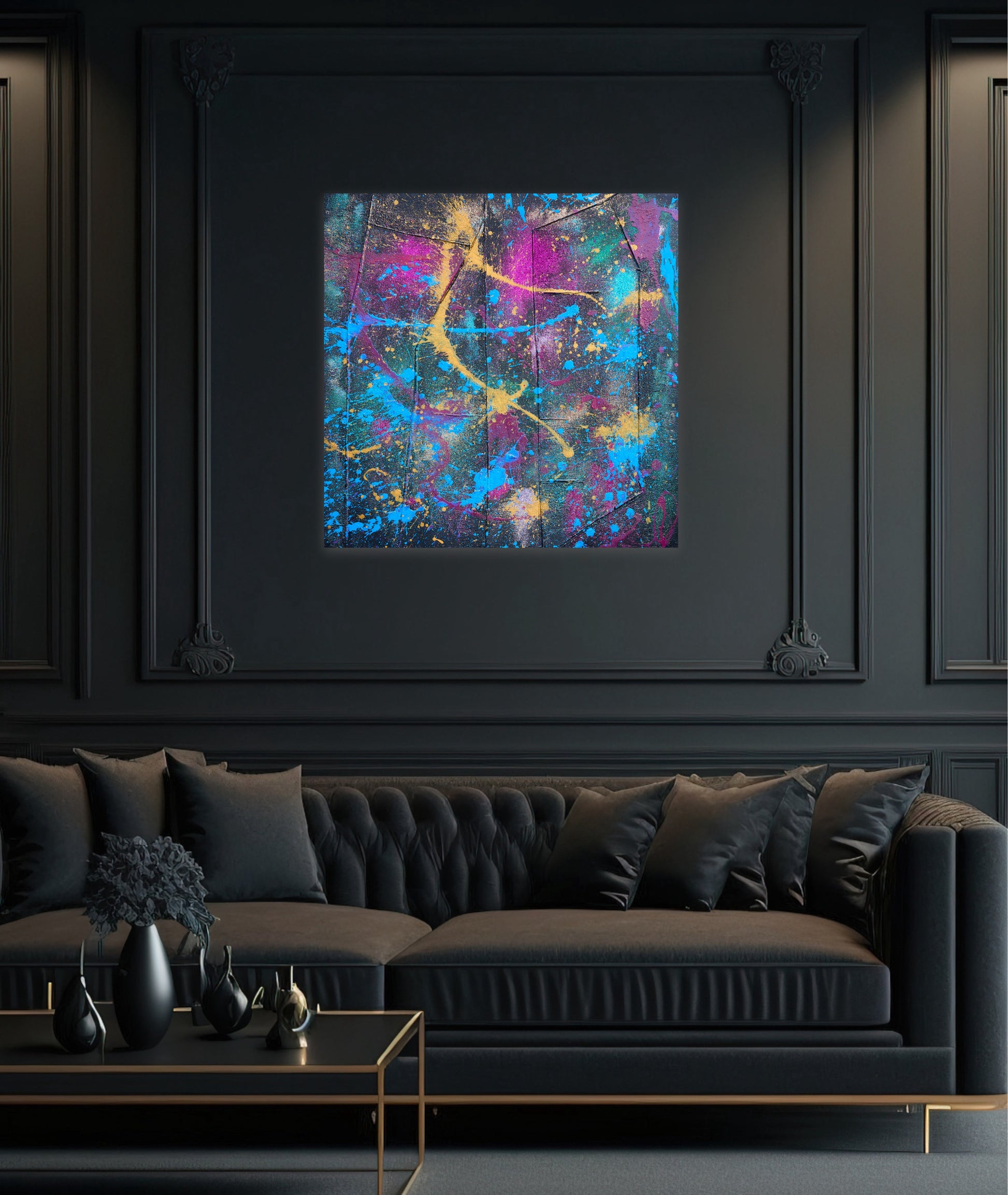 Stort Fargerikt maleri. "Feiring av livet" original kunst av bergenskunstner Naysha
