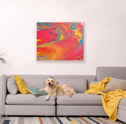 Fargerikt maleri som gir glede. Glade farger til hjemmet. Fargerikt dekor. Kunst til salgs.