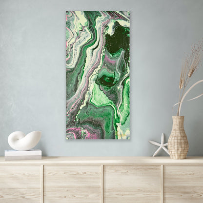 Healing maleri med fe energi. Grønt og rolig bilde. Abstrakt kunstverk.