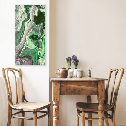 Healing maleri med fe energi. Grønt og rolig bilde til vegg. Abstrakt kunstverk.