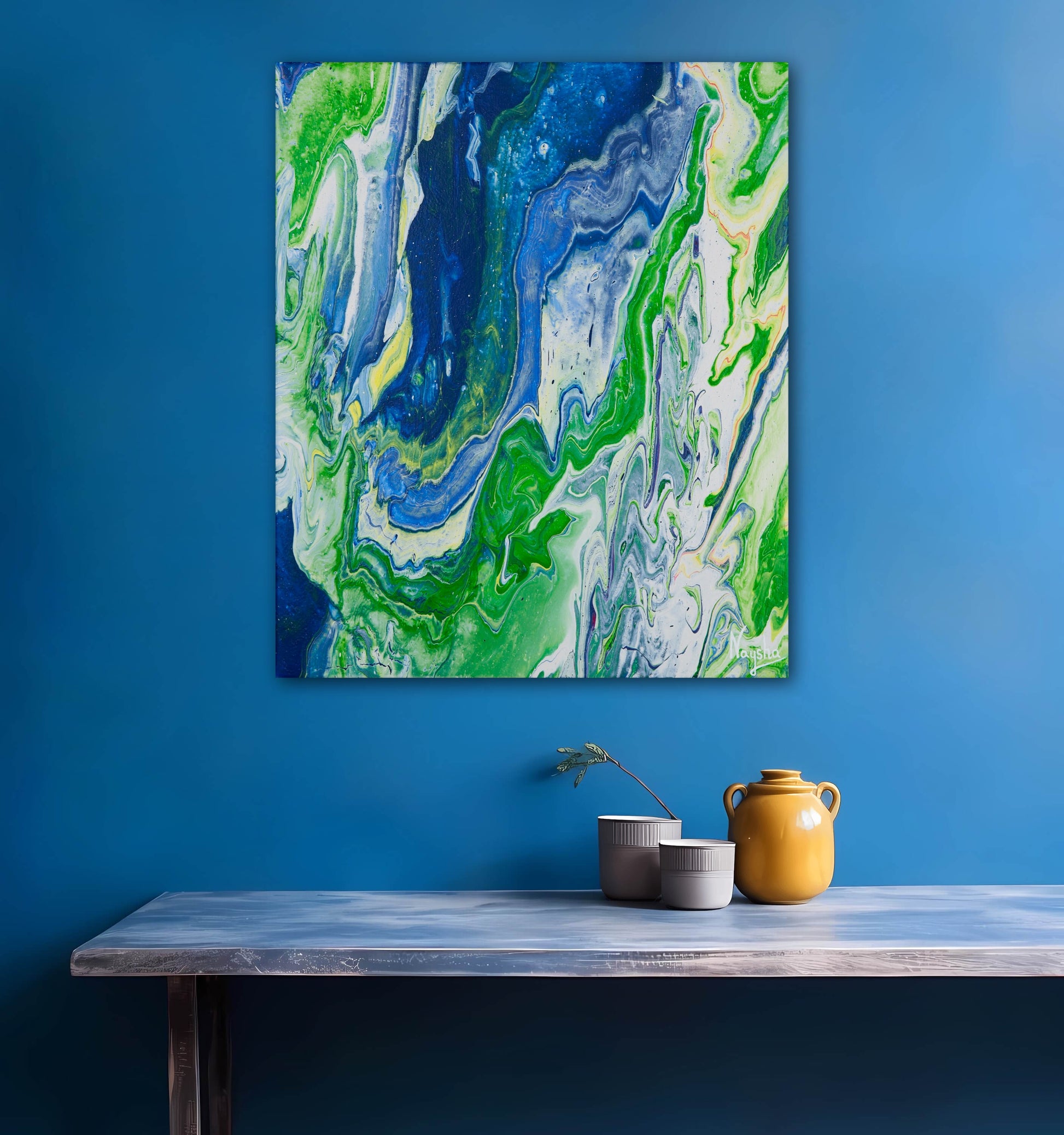 Lite Fargerikt maleri. Abstrakt kunst til veggen. Kunst til salgs