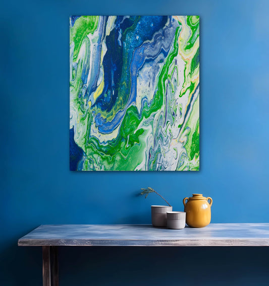 Lite Fargerikt maleri. Abstrakt kunst til veggen. Kunst til salgs