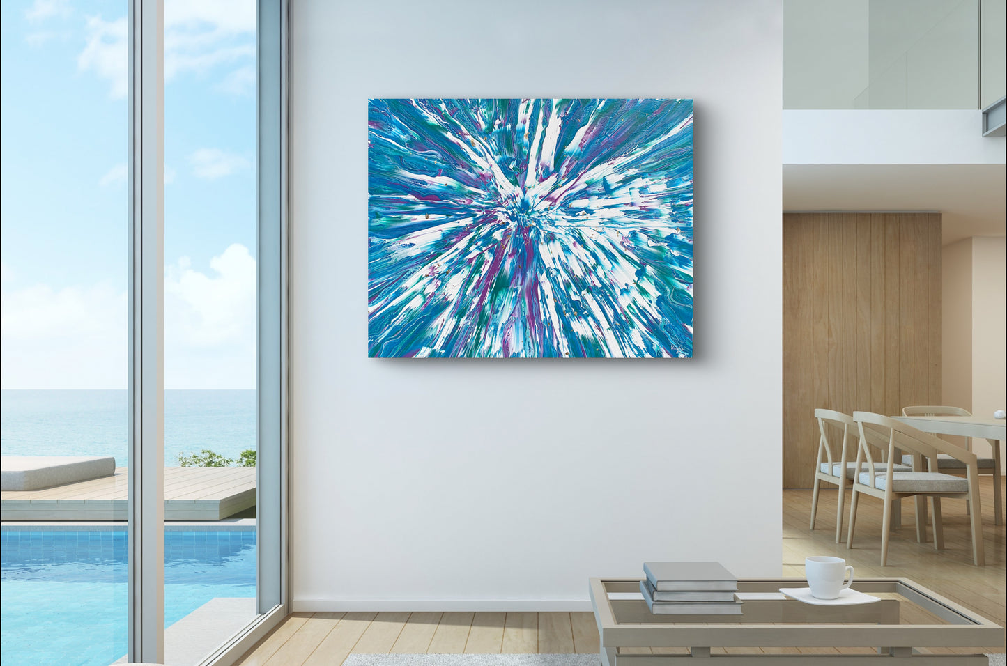 Maleri av havet. Stort maleri til stuen. Original kunst av bergenskunstner naysha.