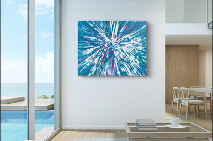 Maleri av havet. Stort maleri til stuen. Original kunst av bergenskunstner naysha.