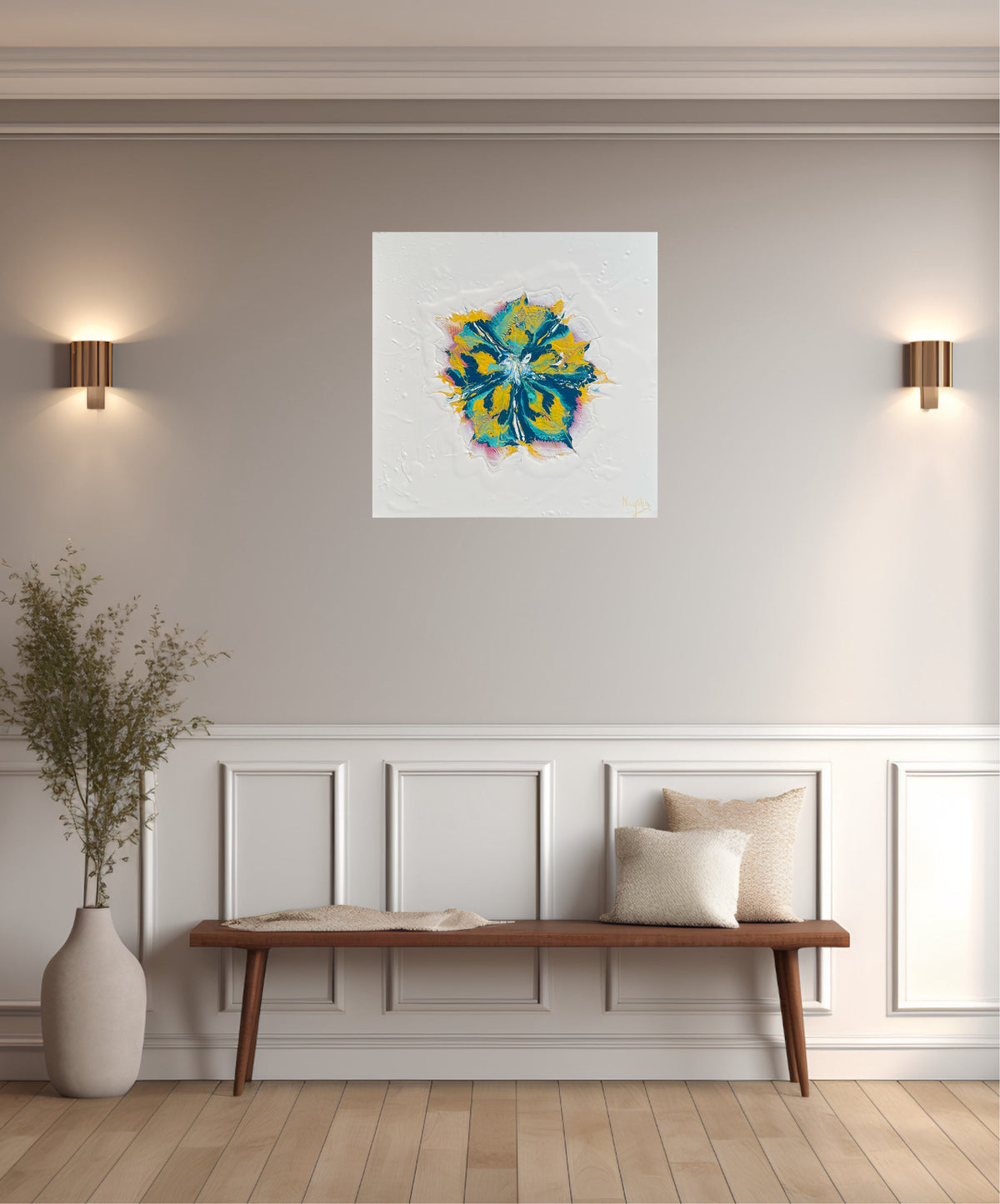 Nydelig abstrakt kunst - Blomster Maleri til gangen
