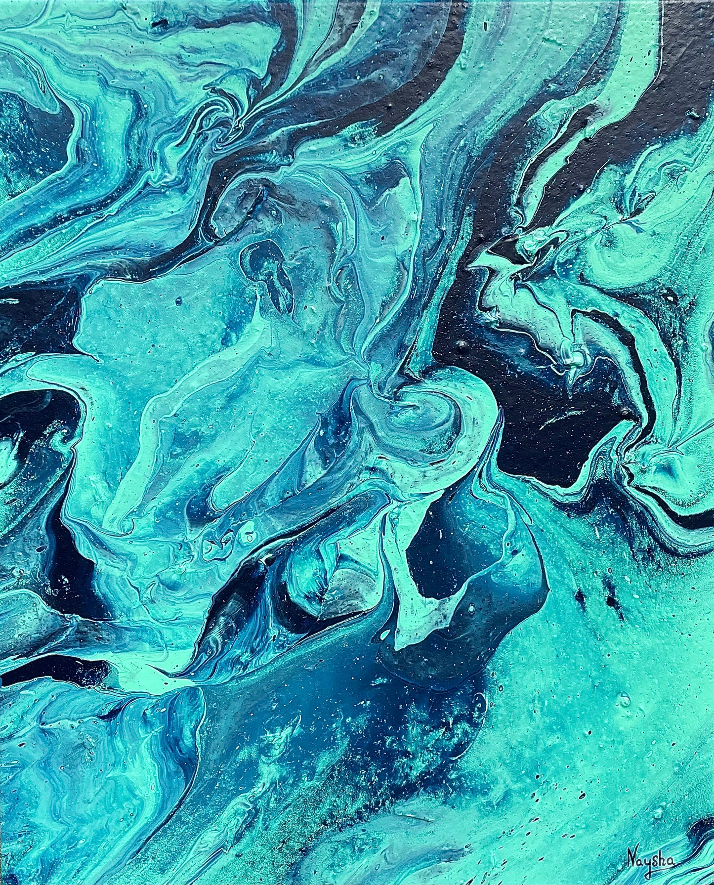 Spirituell kunst. Healing maleri. Grønt og blått maleri