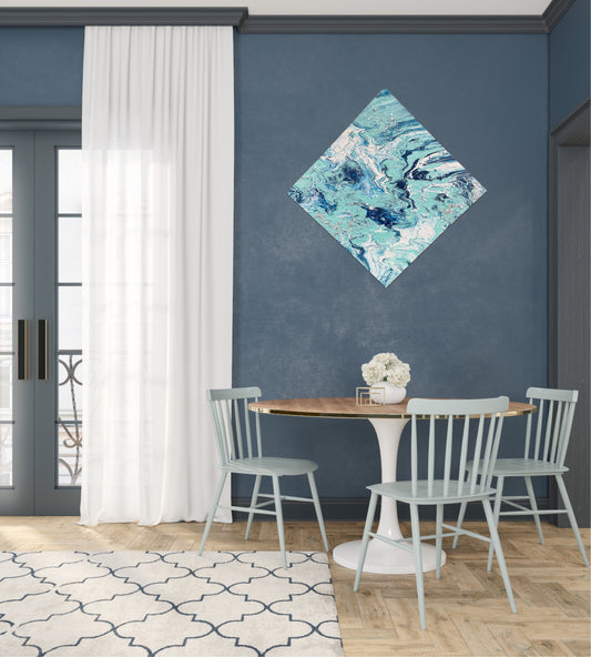 Stilfullt maleri til veggen i harmoniske farger. Kunst som skiller seg ut.