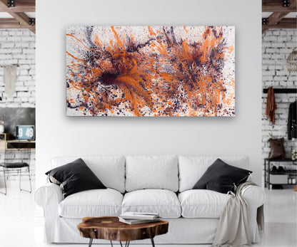 Stort Fargerikt maleri over sofaen. Stort maleri til stue. Original kunst av Naysha. 