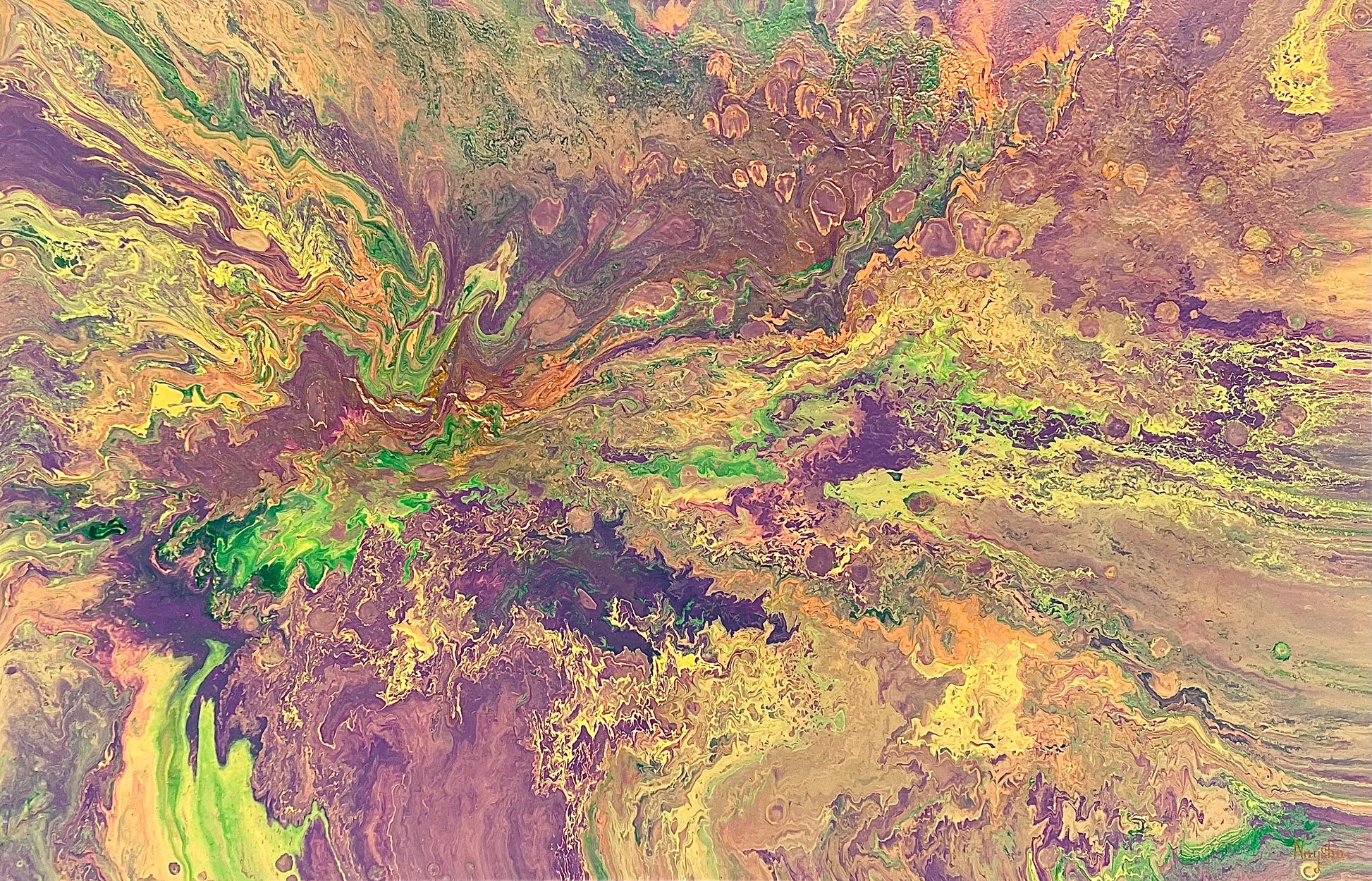 Stort maleri. Fargerik kunst som gir glede.