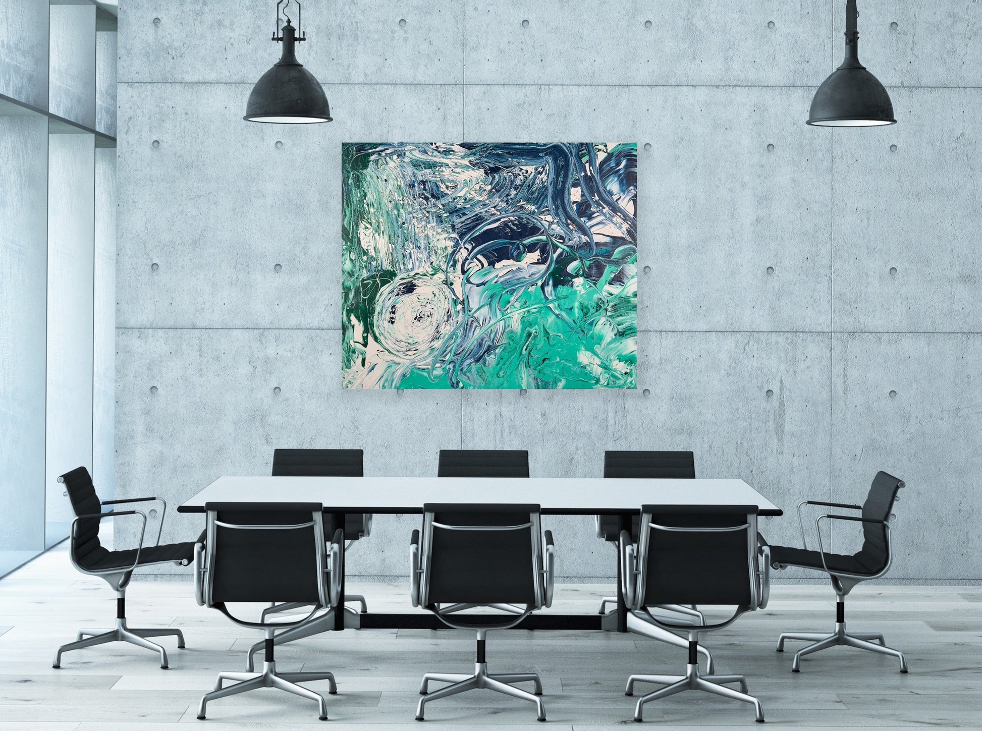 Stort maleri til kontoret. Kunst som gir god energi til rommet.